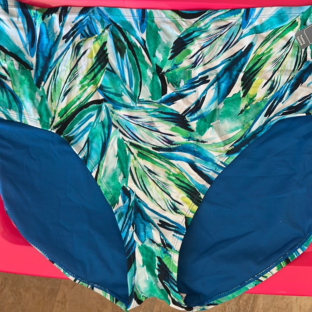 TERRA & SKY TROPICAL BIKINI BOTTOM: BLUE/GREEN: NWT: SZ 5X
